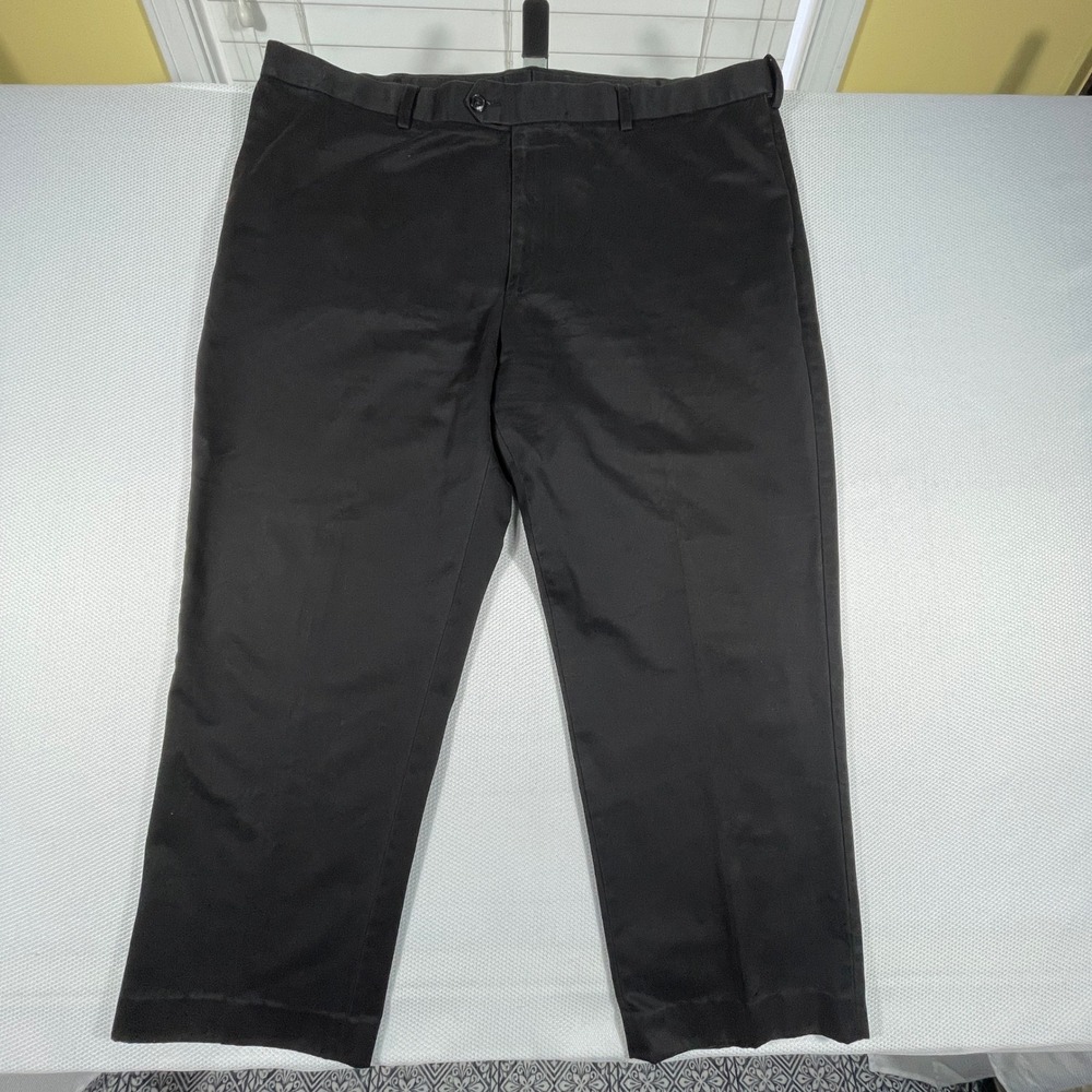 Perry Ellis Portfolio Mens 44x30 Black Casual Cotton Twill‎ Pants Flat Front